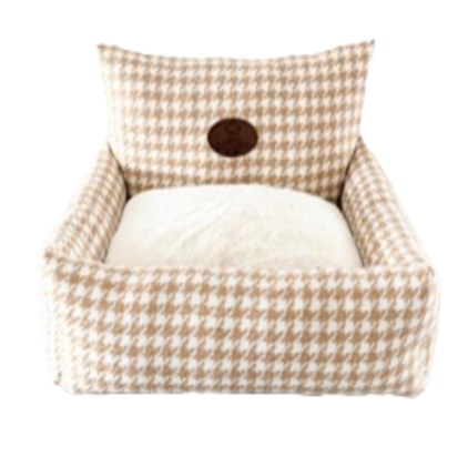 Cama Rayitas Beige Para Perro O Gato