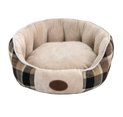 Cama Cuadros Beige Para Perro O Gato