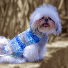 Cargar imagen en el visor de la galería, Sweater Mosaico Azul Saco para Perro o Gato Navideño
