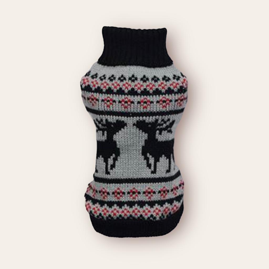 Saco Navideño Renitos Negro y Gris Sweater Navideño para Perro o Gato