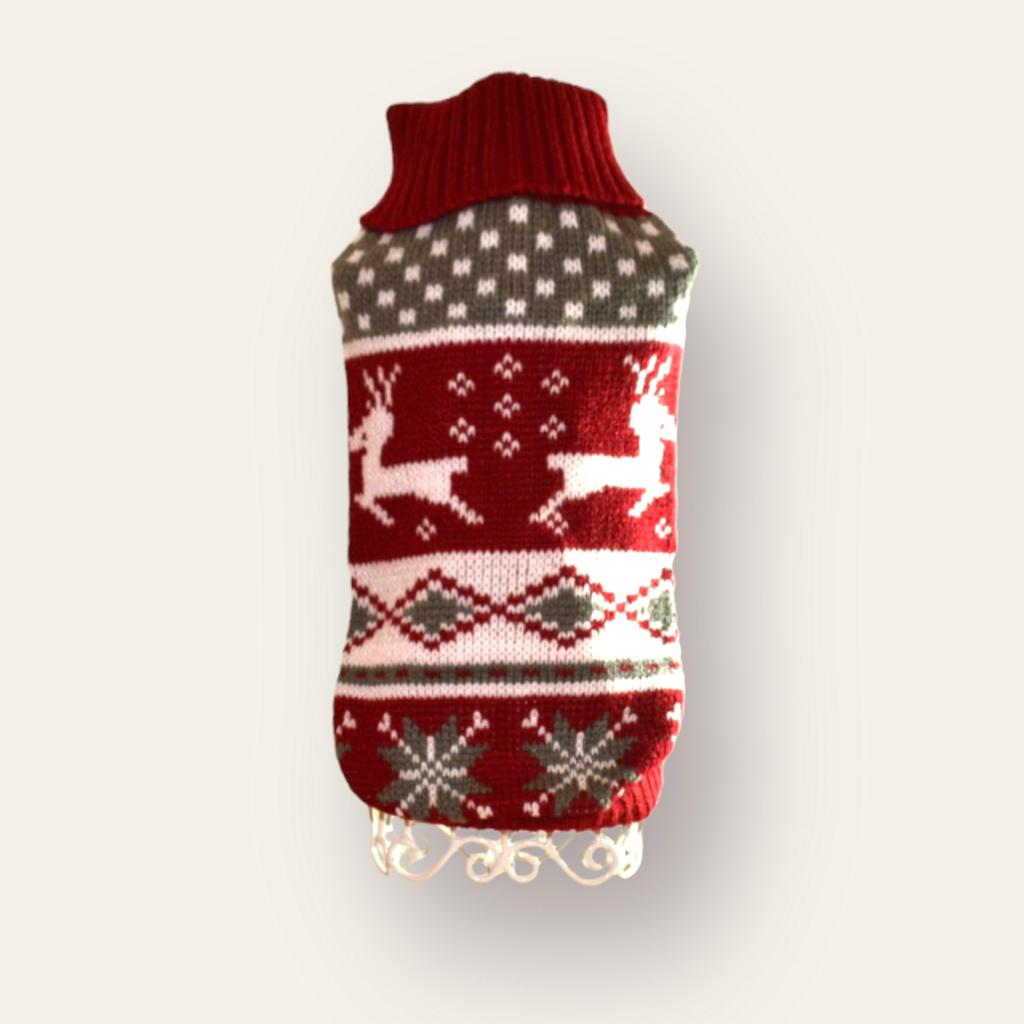 Saco Mosaico Vino Tinto para Perro o Gato Sweater Navideño