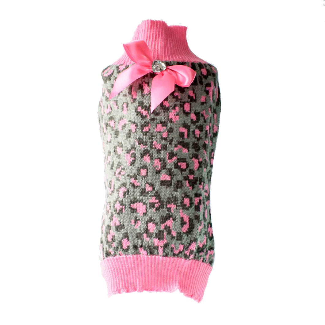 Saco Sweater Animal Print Moño Rosa