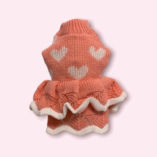 Sweater Vestido Corazones Rosa